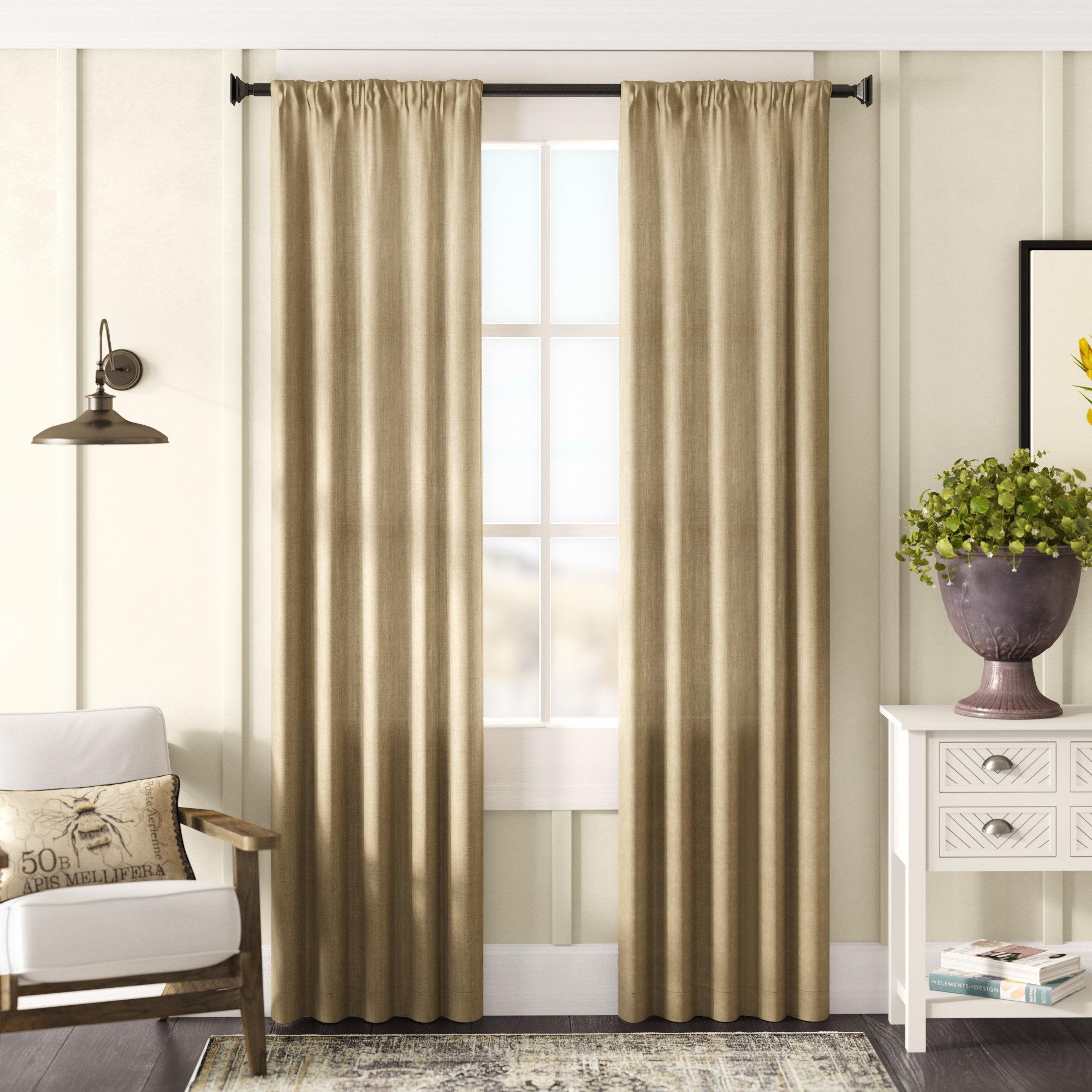 Gracie Oaks Lindenwold Burlap Curtain Panels Reviews Wayfair