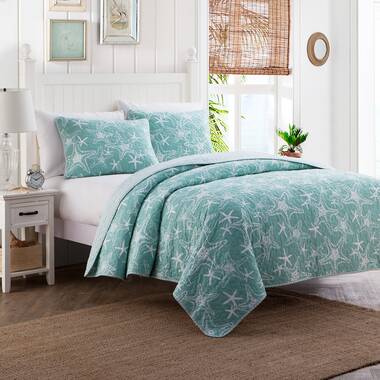 tommy bahama laguna beach quilt set king aqua blue