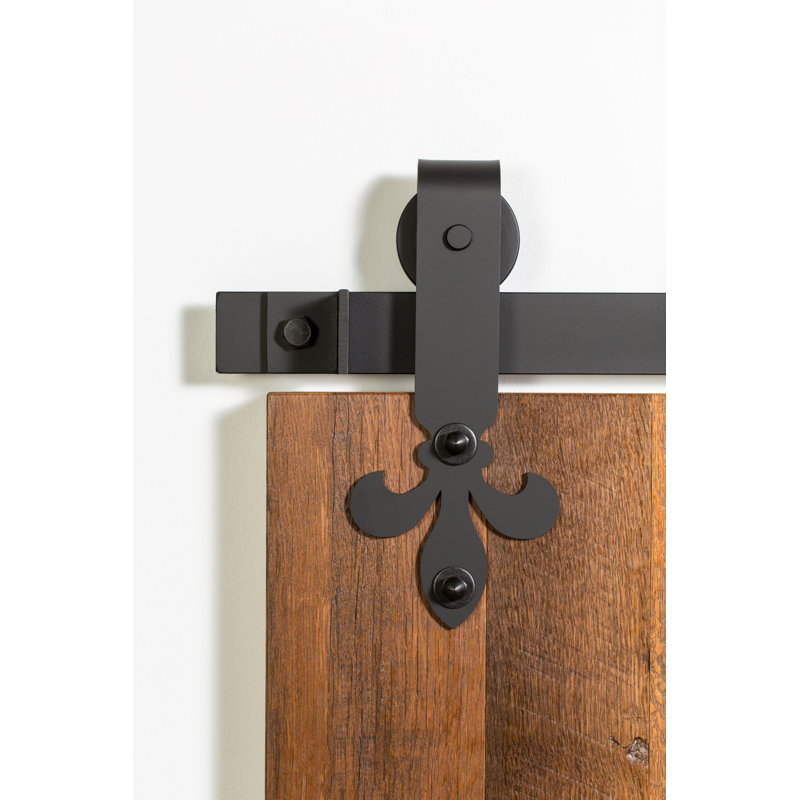 Flat Track By Leatherneck Hardware Fleur De Lis Premium Standard Single Barn Door Hardware Kit