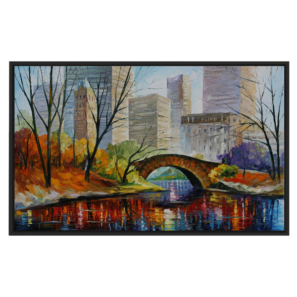 Winston Porter Central Park Framed Oil Painting Print On Wrapped