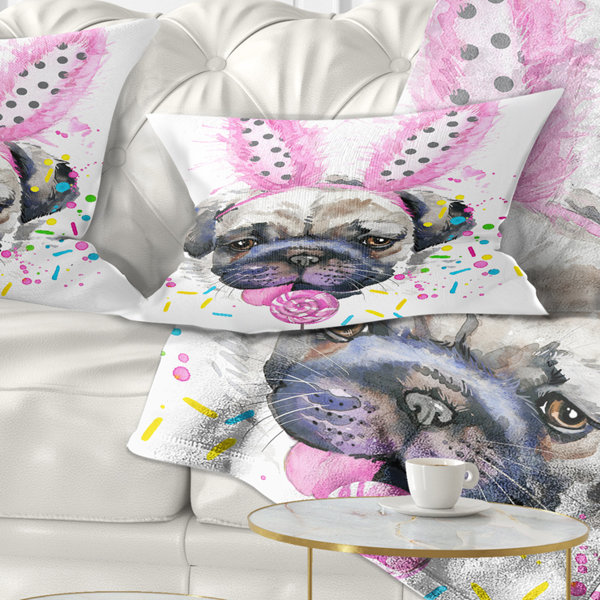 East Urban Home Animal Cute Dog With Feather Hat Lumbar Pillow Wayfair