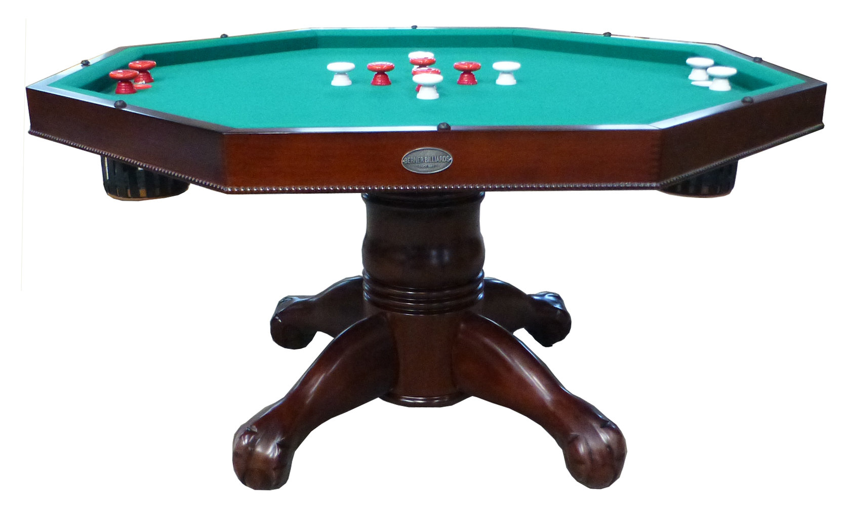 BUMPER POOL TABLE in WALNUT w/CUES & BALLS & SLATE BED by ...