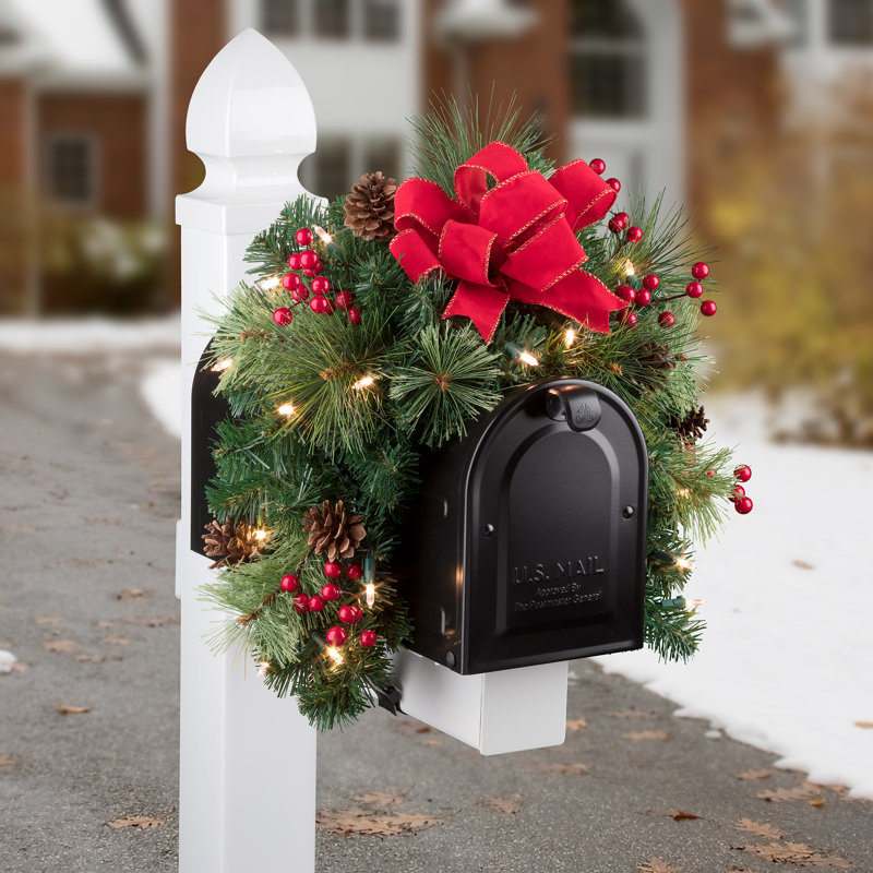 Haute Decor Christmas Mailbox Pre Lit Swag With 20 Clear Lights Reviews