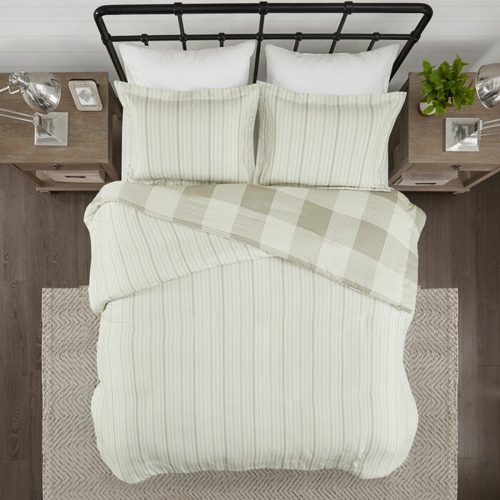 Gracie Oaks Bronwen 3 Piece Reversible Buffalo Check Plaid Duvet