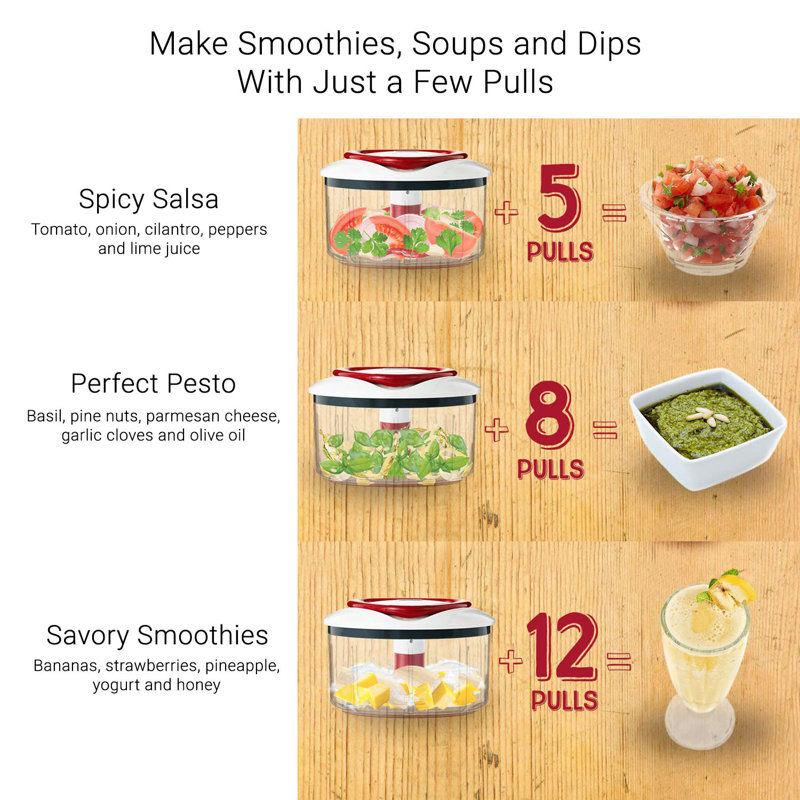 Zyliss Easy Pull Manual Food Processor And Food Chopper Red