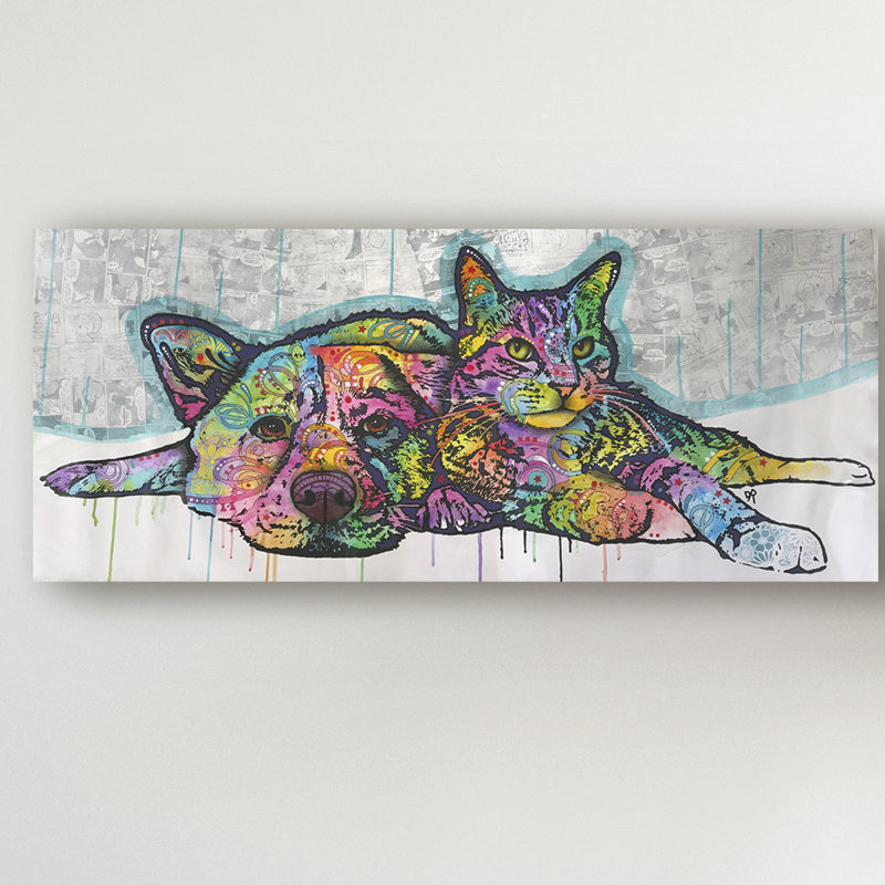 East Urban Home Cat And Dog Companions Acrylic Painting Print On