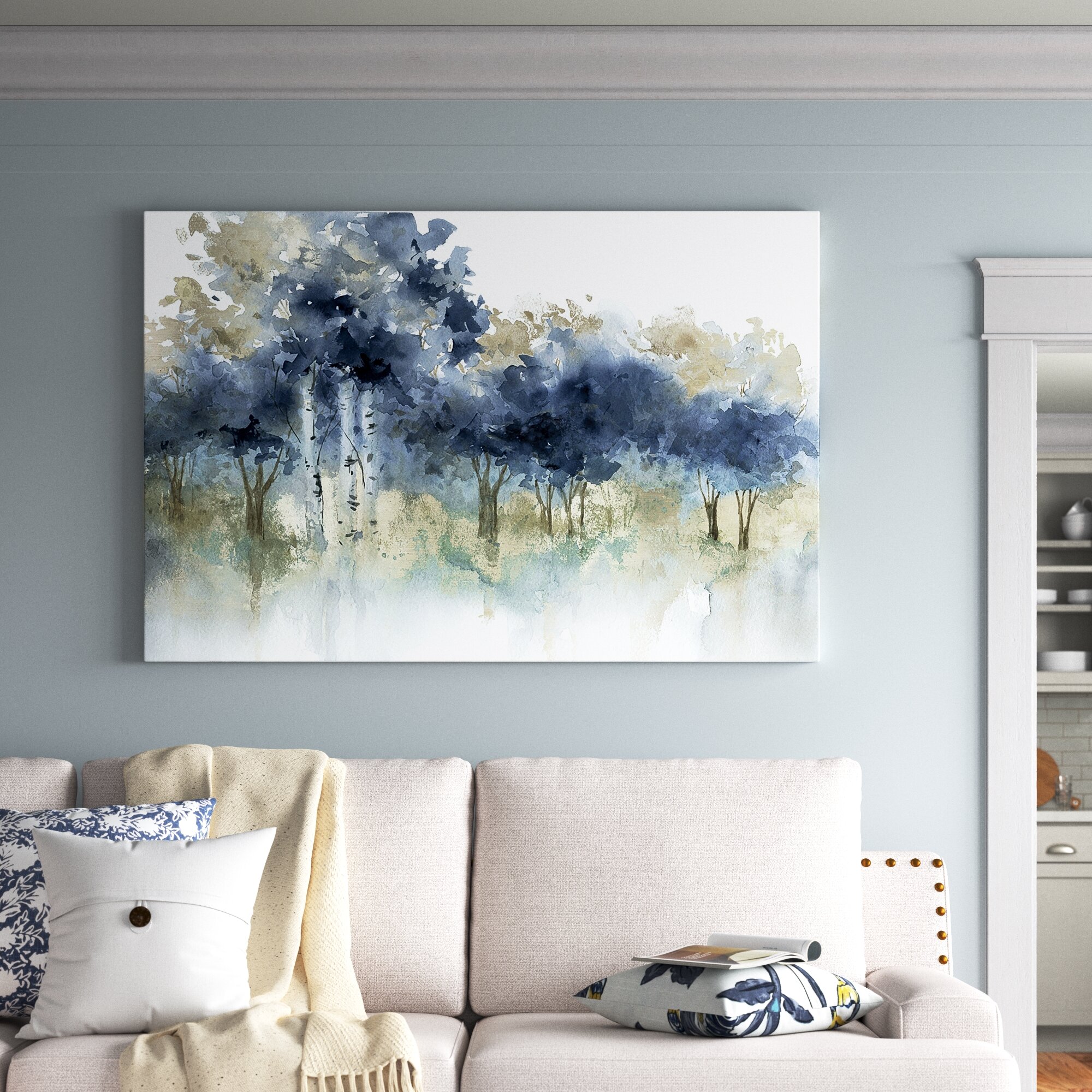 art print poster home decor Pretty Animal floral novelty grey blue wallpaper 