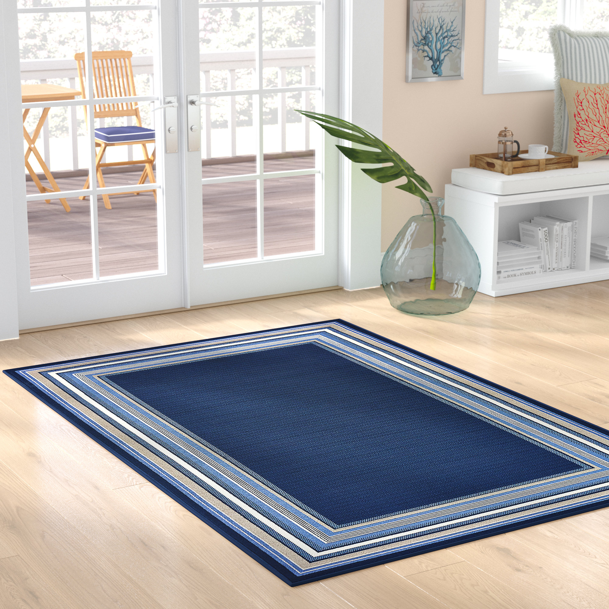 Hadiya Navy Blue Indoor Outdoor Area Rug