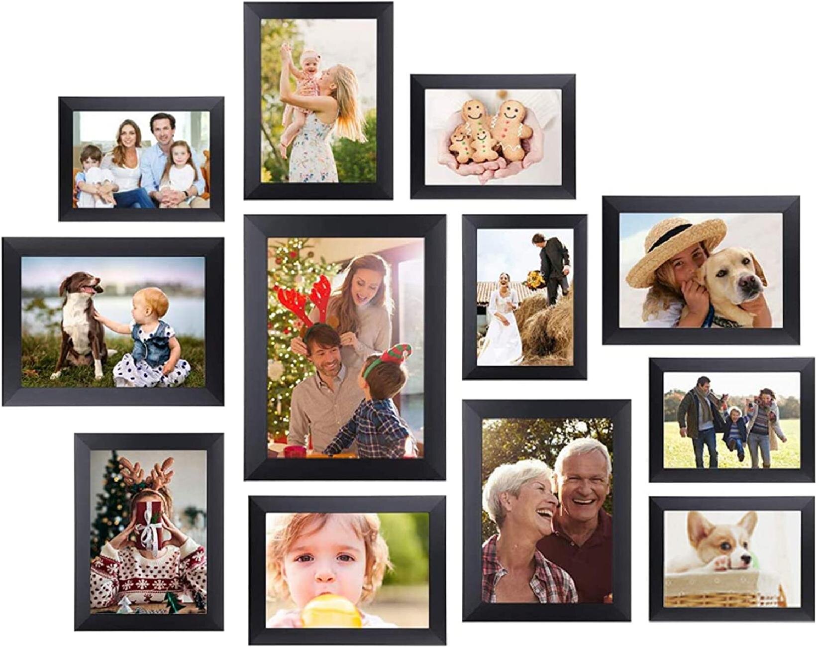 Sawtooth Hangers Wall Display Frametory Collage Family Picture Frames With Ivory Mat for Multi 4x6 Pictures Swivel Tabs Portrait 9 openings Aluminum Picture Frame 13.6x19.7 Frame, Gold 