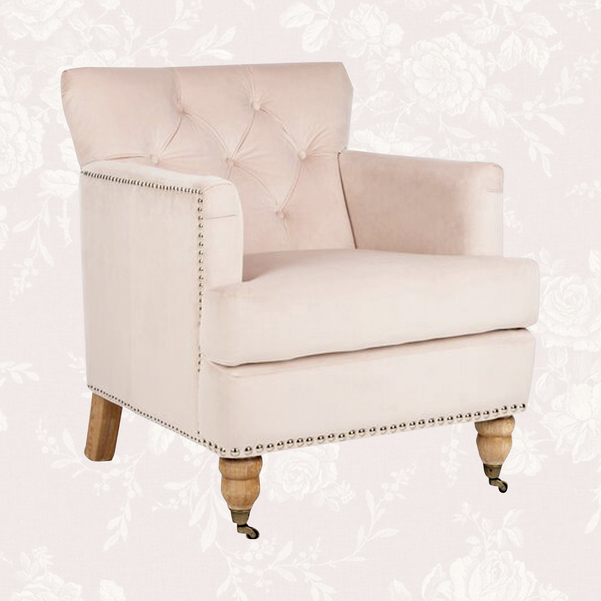 blush pink armchair
