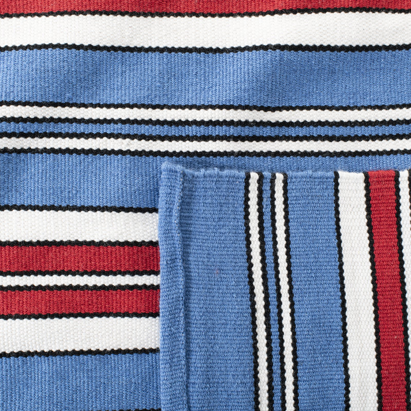 Lauren Ralph Lauren Leopold Stripe Handwoven Flatweave Royal Blue Red Area Rug Wayfair