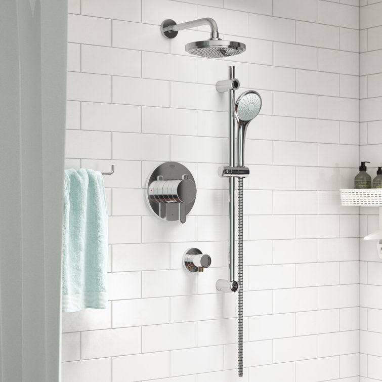 Grohe Europlus Dual Function Complete Shower System With Rough In Valve Reviews Wayfair