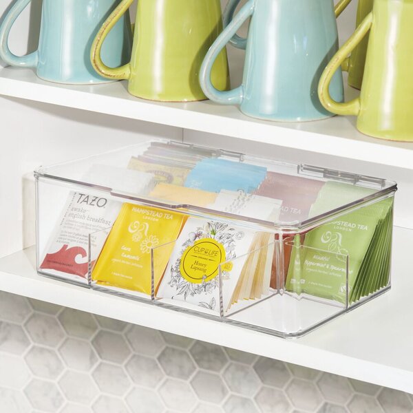 Mdesign Plastic Stackable Tea Bag Storage Bin Organizer Box Holder, 2 ...