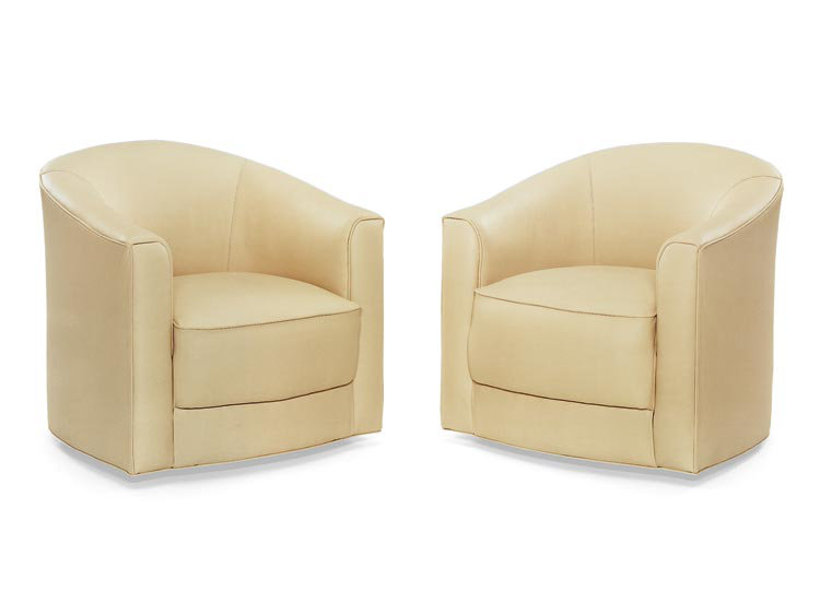 Leathercraft 32 W Full Grain Leather Swivel Barrel Chair Perigold