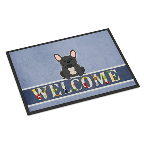 East Urban Home French Bulldog Welcome 27 In X 18 Non Slip East Urban Home French Bulldog Welcome