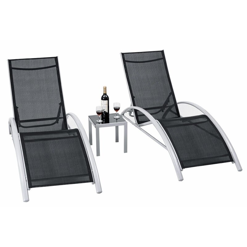 Krzesla I Lawki Pool Patio Deck Black Chaise Lounge Chair