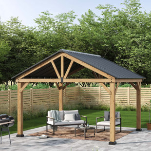 Outdoor Wood Gazebo With Bar | Wayfair