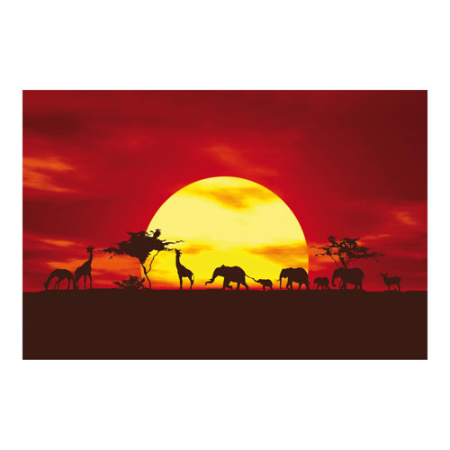 Sunset Caravan 2.55m x 3.84m Textured Matte Peel & Stick Wall Mural East Urban Home