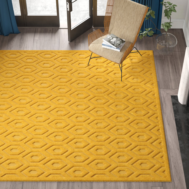 Langley Street Griffing Power Loom Yellow Indoor/Outdoor Rug & Reviews ...