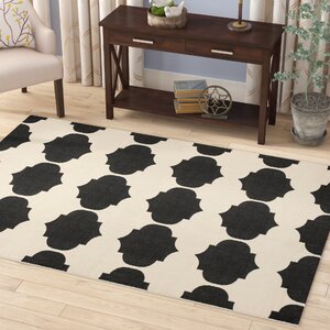 Short Beige/Black Contemporary Rug