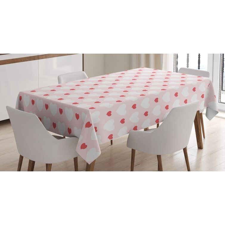 60 X 90 Dark Pink Multicolor Rectangular Table Cover for Dining Room Kitchen Decor Lunarable Vintage Tablecloth Romantic Round Medallion with Hearts and Flowers Pattern Valentine's Day 