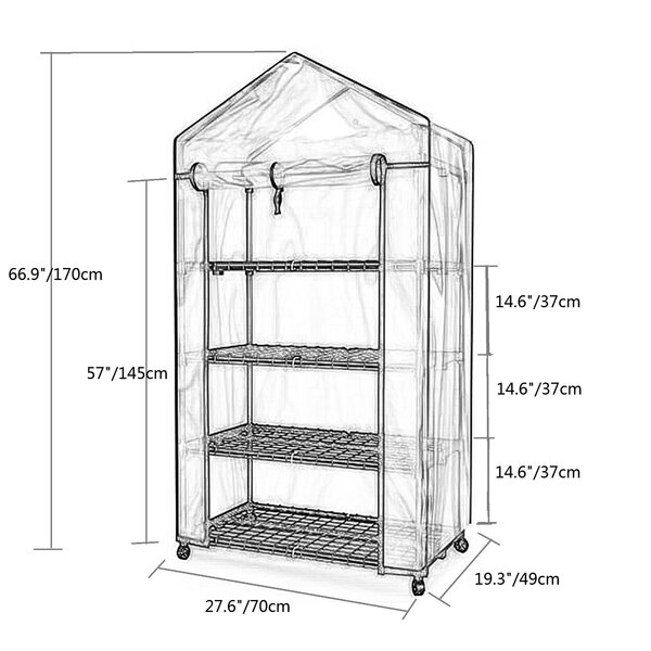 GreenWise® Portable 4 Shelves Walk In Greenhouse Outdoor 4 Tier Green House 