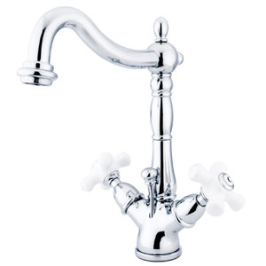 Heritage Single Hole Bathroom Faucet with Double Porcelain Cross Handles
