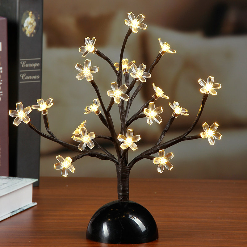 The Holiday Aisle Cherry Blossom Bonsai Warm 20 Light Led Battery Lighted Tree Reviews Wayfair