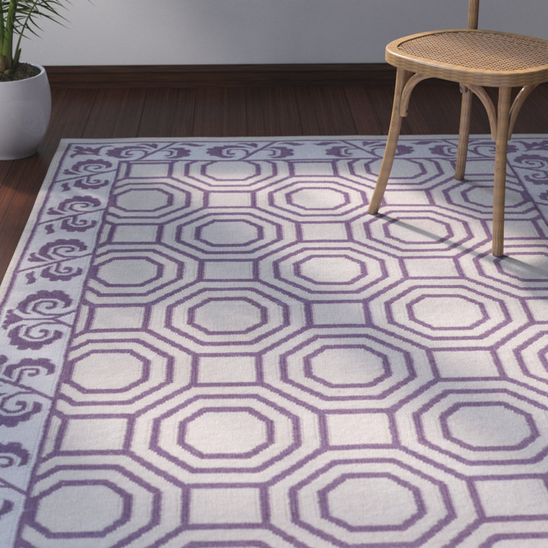 Bay Isle Home Morehead Geometric Handwoven Wool Dark Purple Light Gray Area Rug Wayfair
