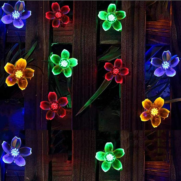 50LED String Lamp Solar Power LED Fairy Light Blossom Flower Cherry Party Garden 