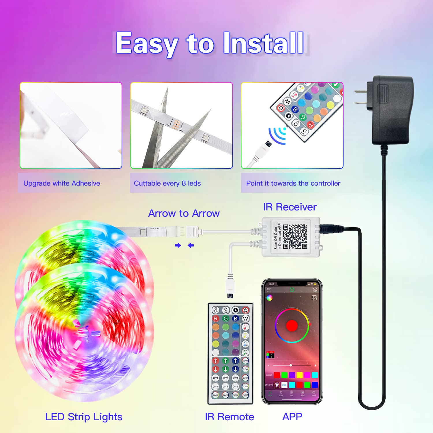 The Holiday Aisle® Led Lights For Bedroom Led Strip Lights Led Light Strip  With App Led Lights For Home Decoration | Wayfair