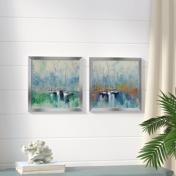 Longshore Tides Boats In The Harbor Ii 2 Piece Framed Painting
