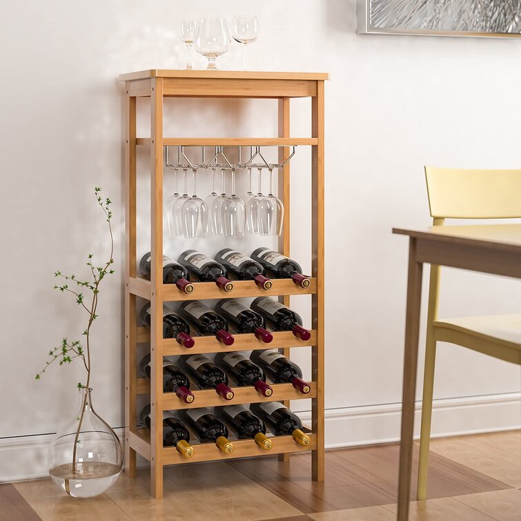 40 Bottle Wood Wine Rack 5 Tier Storage Shelves Display Kitchen Natural New 