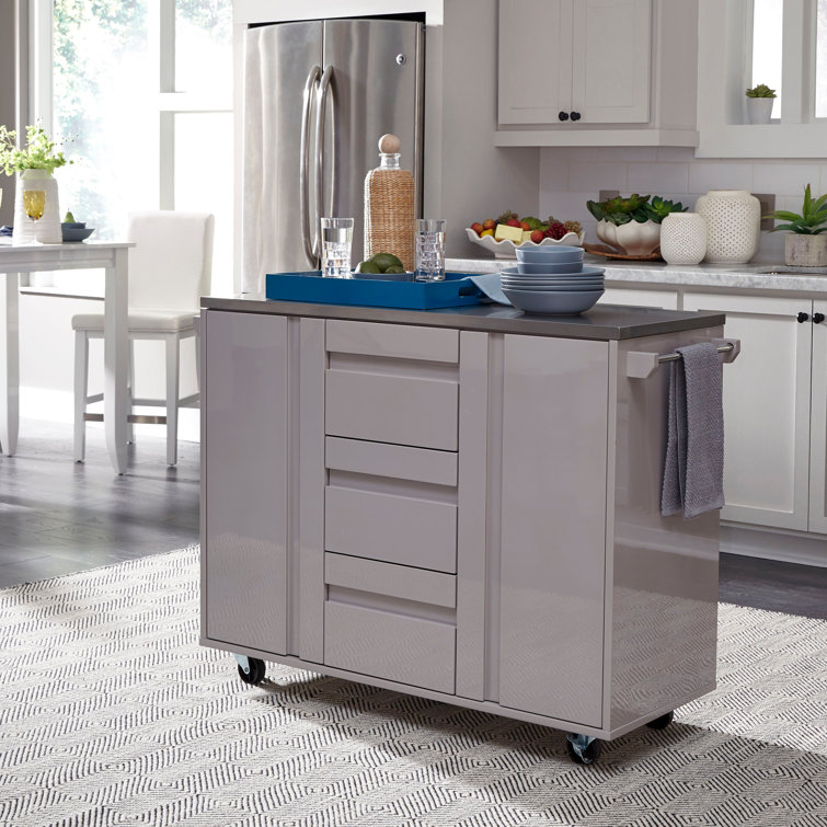Wade Logan Clements Kitchen Island With Stainless Steel Top Reviews Wayfair