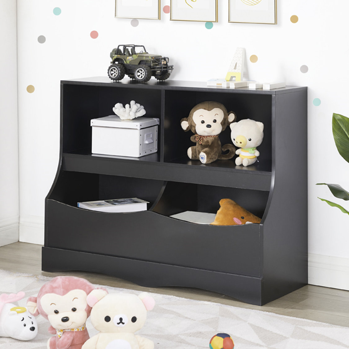 Harriet Bee Lavella Kids Toy Storage with Bookshelves, Multifunctional