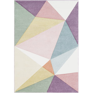 Mott Street Modern Geometric Carved Pink/Purple Area Rug
