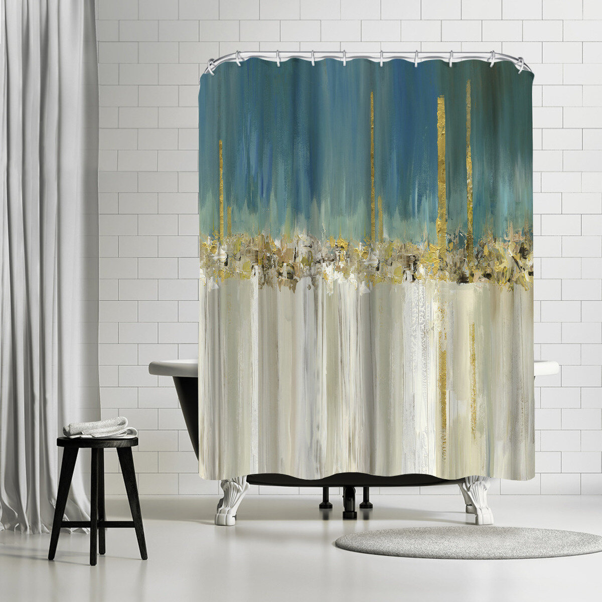 Shower Curtains Creative Bath Products Fabric Shower Curtain Urban Chic Gold Color Modern Home Garden