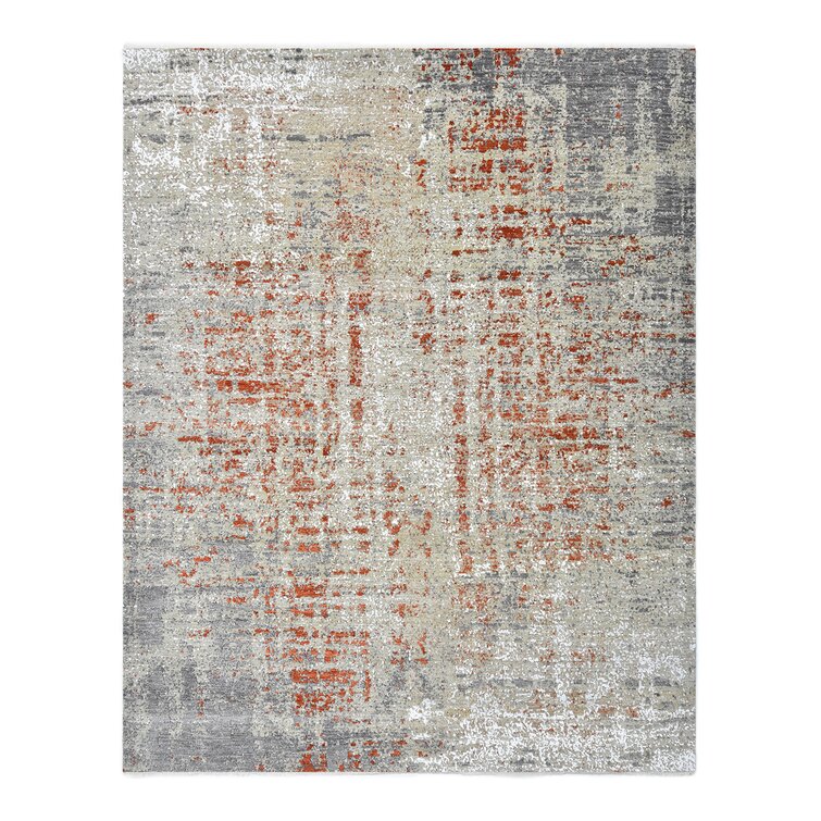Solo Rugs Transitional Zizelman Contemporary One of a Kind Hand Knotted Area Rug 7' 11 x 9' 7 Gray