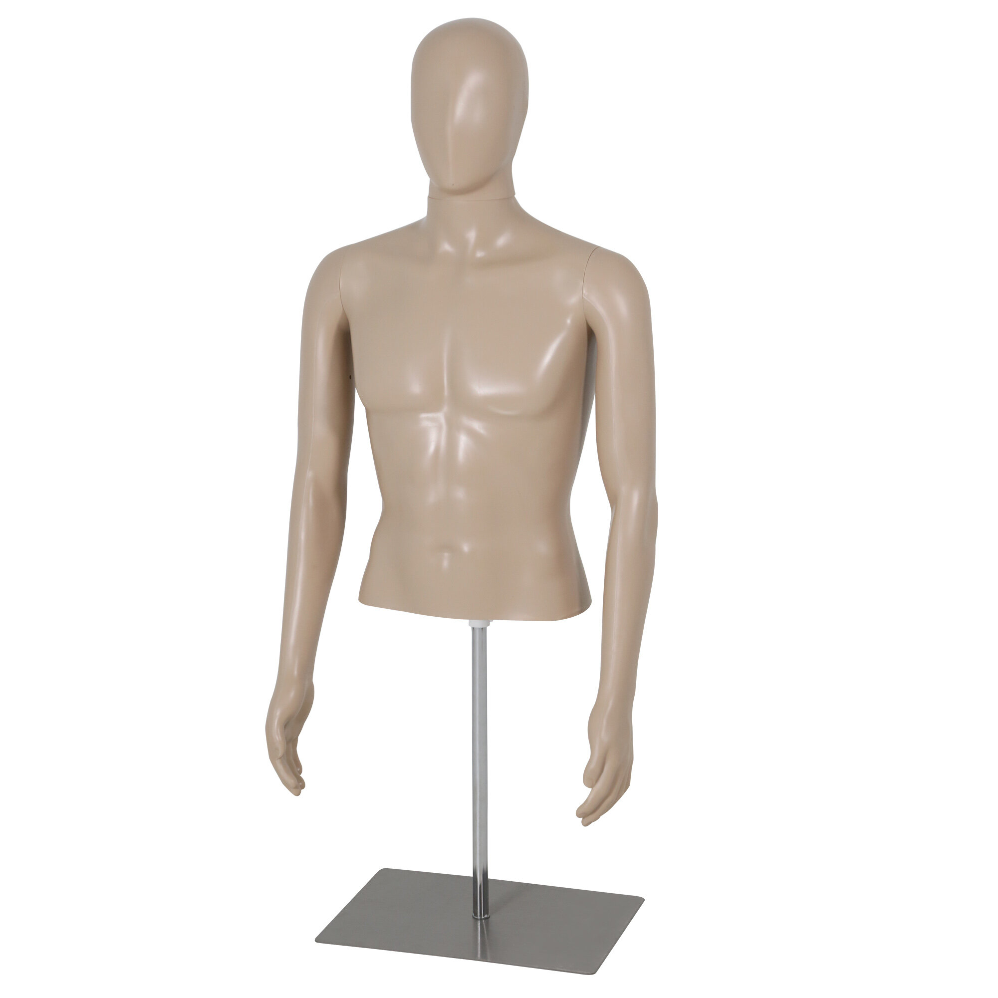 HALF BODY MALE Mannequin Realistic Plastic Head Turn Dress Form Display w/Base 