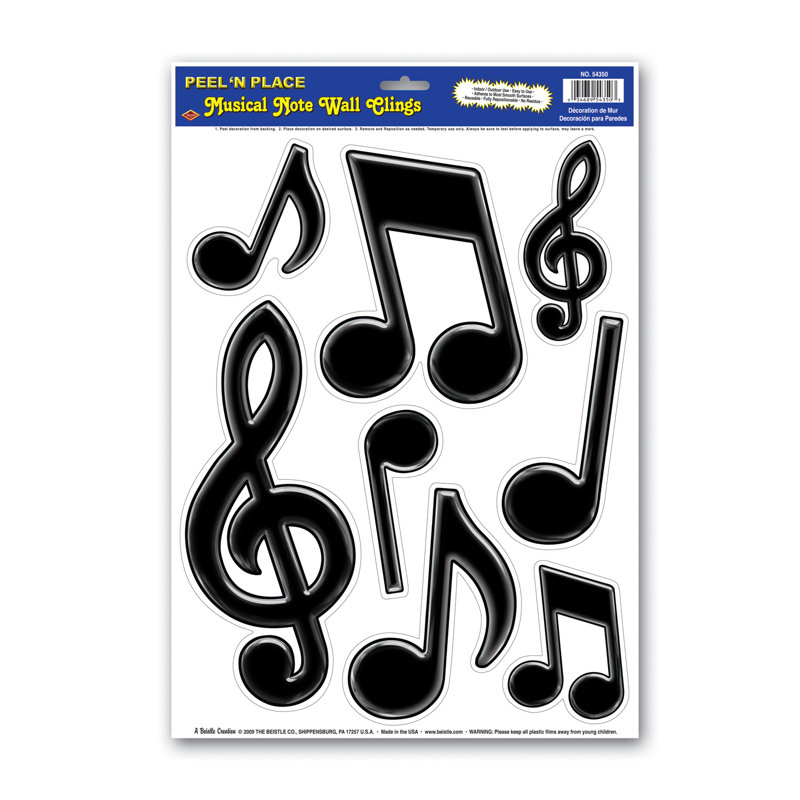 The Party Aisle 8 Piece Musical Notes Peel N Place Wall Decor Set