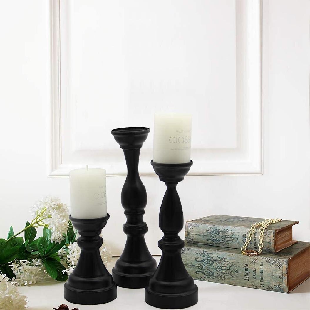 PACK of 10 8cm dia Round BLACK Spiked Candle Holders