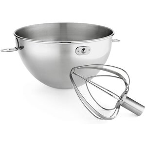 2 Piece 3 Qt. Stainless Steel Bowl and Combo Whip Set for Bowl-Lift Stand Mixers