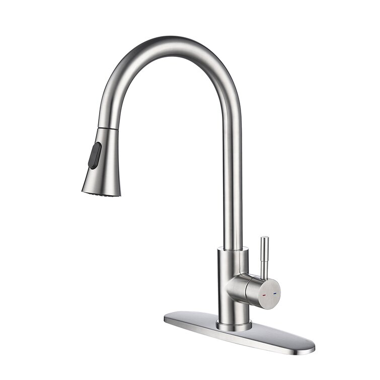 Single Handle High Arc Brushed Nickel Kitchen Sink Faucet with Pull Down Sprayer