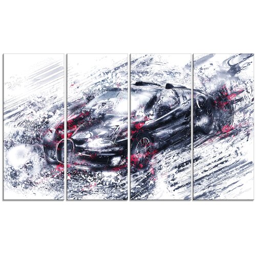DesignArt Red and Black Super Car 4 Piece Graphic Art on Wrapped Canvas ...