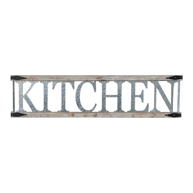 Gracie Oaks Metal And Wood Farmhouse Kitchen Sign Wall Decor