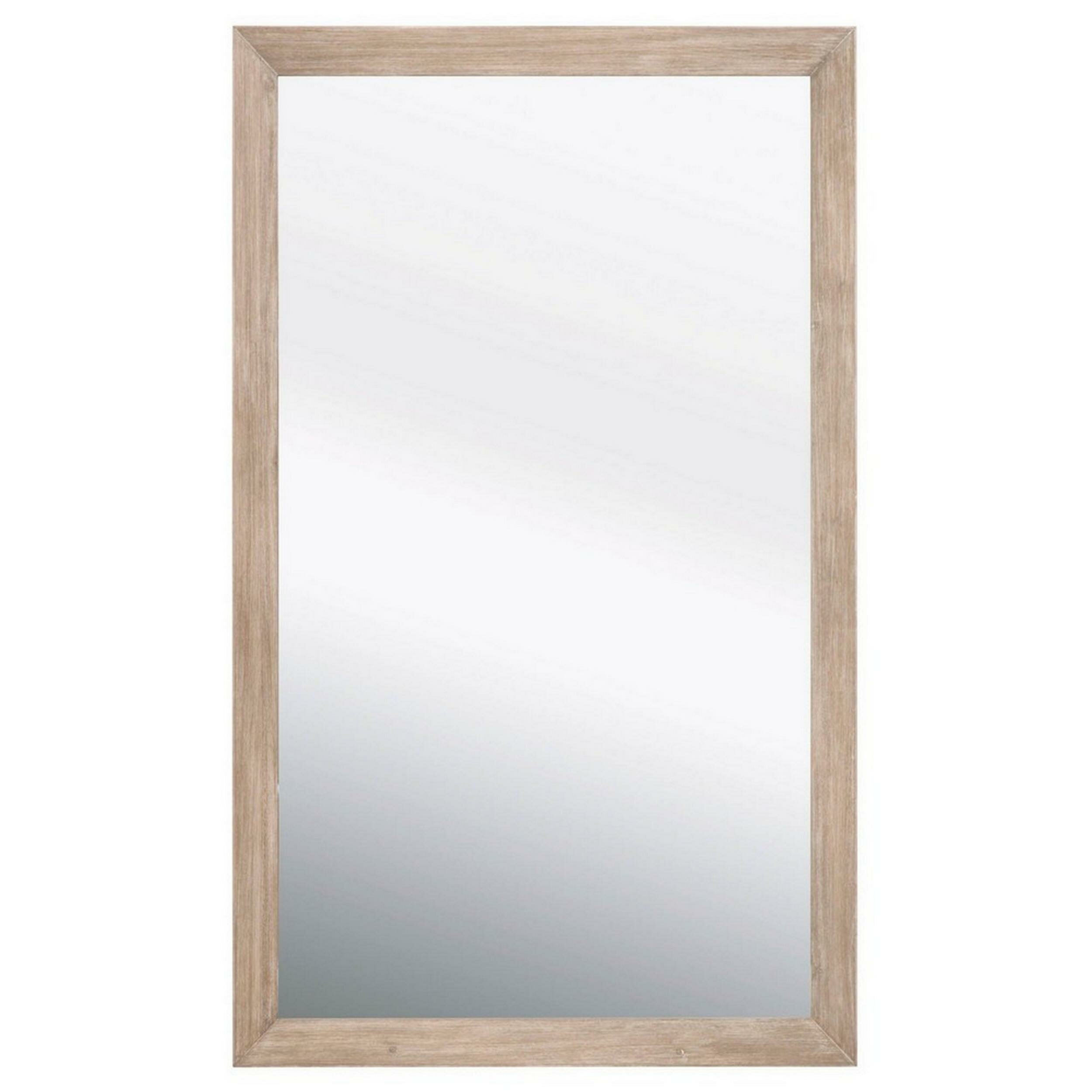 Benjara Transitional Style Mirror with Raised Wooden Frame Brown and Silver 