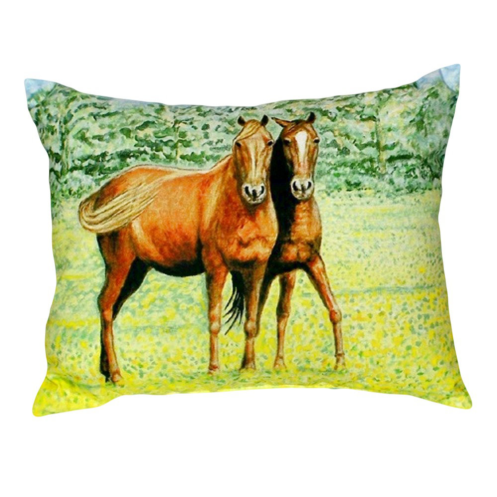 Highland Dunes Shue Two Horses Indoor Outdoor Lumbar Pillow Wayfair