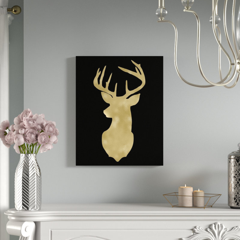 Mercer41 Deer Head Left Face Painting Print On Wrapped Canvas