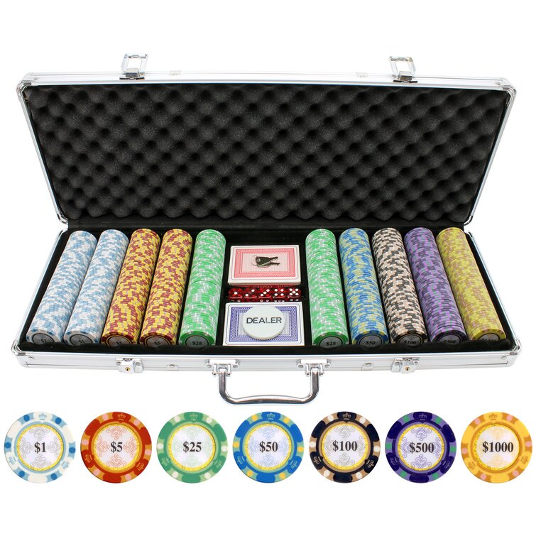 Set of 20 poker chips clay European poker monte carlo 14 grams 