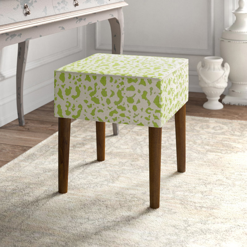 Kelly Clarkson Home Warrick Cheetah Linen Upholstered Solid Wood Vanity Stool Reviews Wayfair